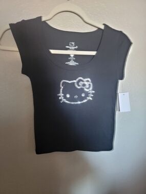 Hello Kitty Black Rhinestone Logo Tee